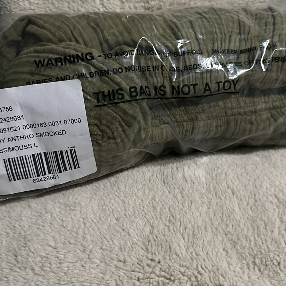 NWT! Anthropologie The Marisol Smocked Mini Dress SOFTENED SAGE Green Large - Picture 5 of 10